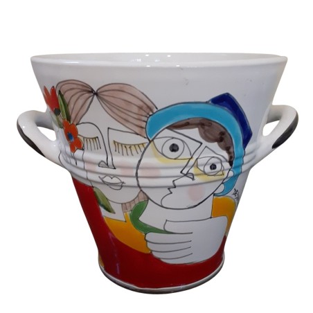 Secchiello porta-ghiaccio Folk Fidanzati ceramiche de simone artigianali siciliane Secchiello porta-ghiaccio Folk Fidanzati ceramiche de simone artigianali siciliane